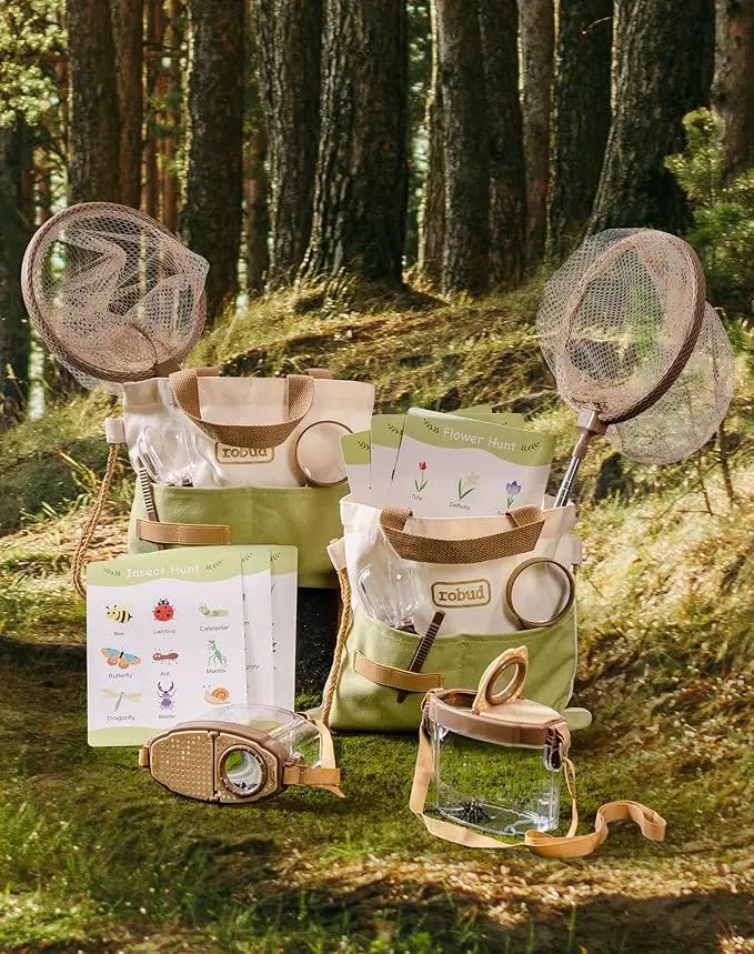ROBUD Dual Kids Explorer Kit, Bug Catcher Kit with Bags Kit, Green Outdoor Exploration Set for Camping, Montessroi Toy for Kids Coming Closer to Nature，WRP29 by GreenHaven Gardens