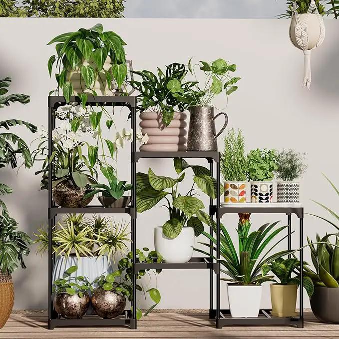 Metal Plant Stand Indoor Outdoor Plant Shelf Stand, 3 Tiers 7 Pots Potted Flower Plant Stands for Indoor Plants Multiple, Plant Shelves Stands Rack for Patio, Balcony, Living Room by GreenHaven Gardens