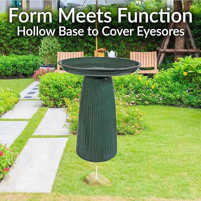 Sunnydaze Gleeful Garden Metal Bird Bath for Outdoors - Large Decorative Iron Birdbath - 23-Inch - Green Glaze by GreenHaven Gardens