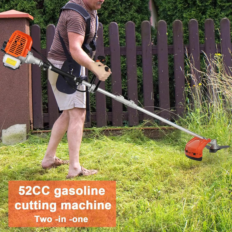 52cc 2-Stroke Gas Weed Wacker with 1.2L Fuel Tank, 2.2KW/8500RPM Weed Eater with Multi Accessories and Sharp Blade, Grass Trimmer for Villa, Garden, Community, Lawn, Park (Red 2) by GreenHaven Gardens