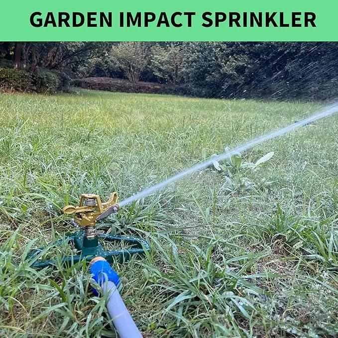 Impact Sprinklers for Yard with Metal Base, Heavy Duty Zinc Alloy Water Sprinkler for Lawn, Automatic 360° Roating for Large Lawn and Garden, Coverage up to 5,800 Sq.Ft, Silver by GreenHaven Gardens
