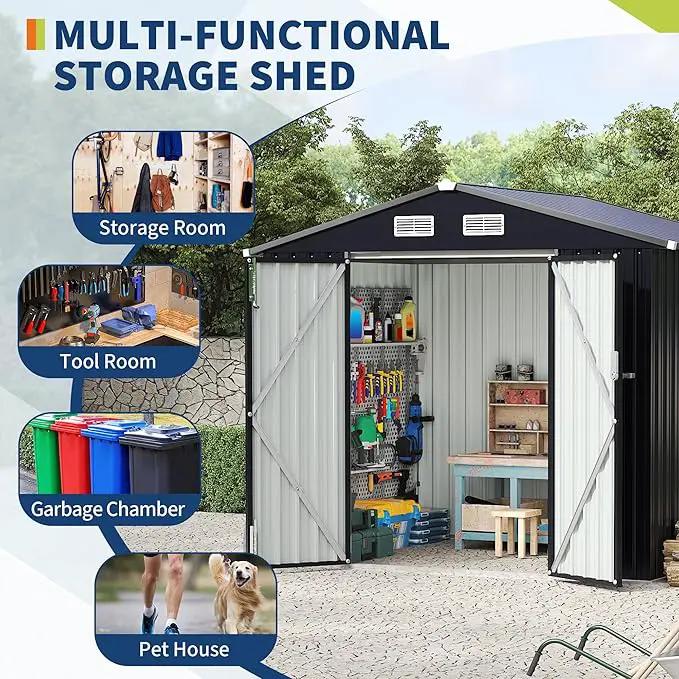 6x8 FT Metal Storage Sheds Outdoor, Metal Yard Sheds MetalGarden Shed Kit, MetalTool Shed with Lockable Door, Utility Buildings with Air Vent for Backyard Garden Patio Lawn by GreenHaven Gardens