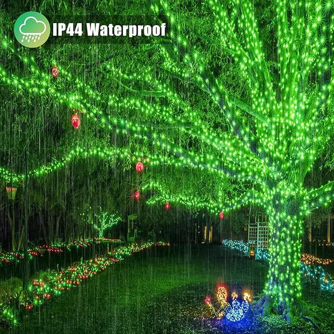 33ft 100 LED String Lights Indoor - Christmas Lights Outdoor 8 Modes Clear Wire Waterproof Plug in Twinkle Fairy Lights for Christmas St Patricks Day Decorations, Green by GreenHaven Gardens