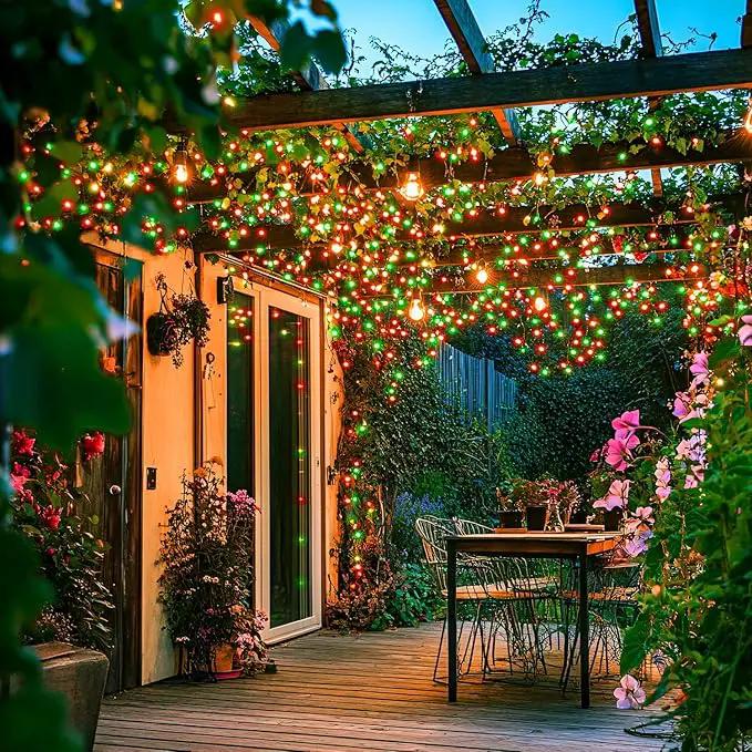 JMEXSUSS Connectable Red and Green Christmas Lights, 8 Modes 100 LED Twinkle String Lights Indoor, Clear Wire Plug-in String Lights Outdoor Waterproof by GreenHaven Gardens