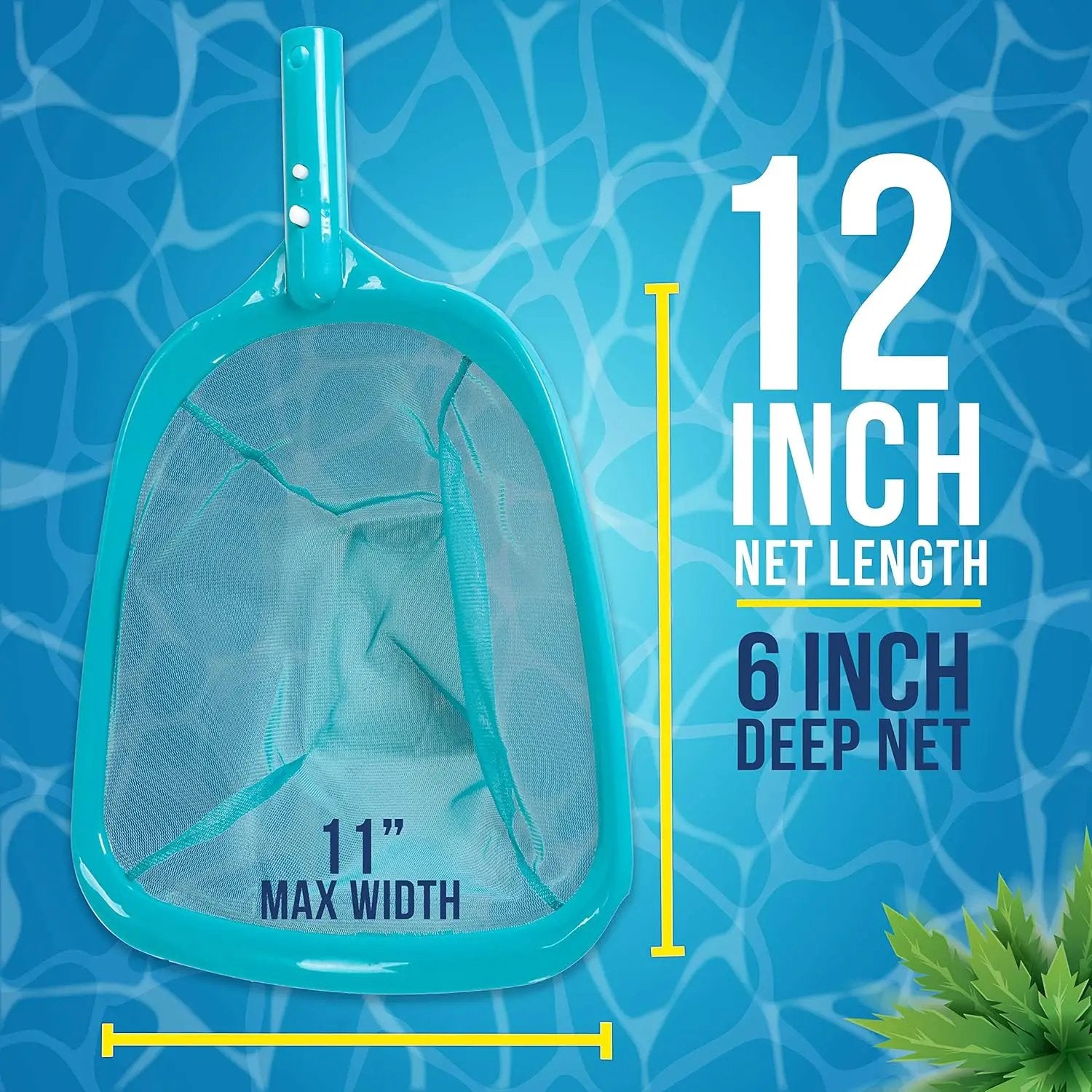 U.S. Pool Supply 11.5 Foot Swimming Pool Leaf Skimmer Net with Telescopic Aluminum Pole, 8 Sections - 6" Deep Ultra Fine Mesh Netting Basket, Remove Finest Debris, Adjustable Length, Clean Spas, Ponds by GreenHaven Gardens