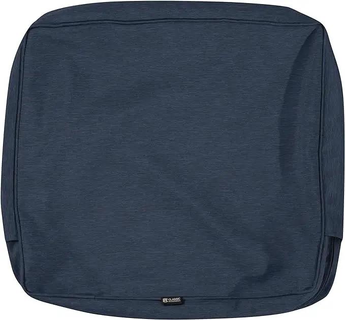Classic Accessories Montlake Water-Resistant 25 x 22 x 4 Inch Patio Lounge Back Cushion, Heather Indigo Blue, Outdoor Loveseat Cushions