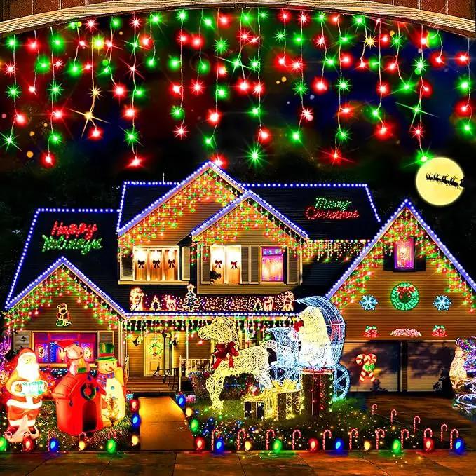Hezbjiti Christmas Lights Decorations Outdoor, 1600LED 164FT Ice Fairy Lights 8 Modes 320 Drops Fairy String Lights for Christmas Decor Eaves Party Yard Garden by GreenHaven Gardens