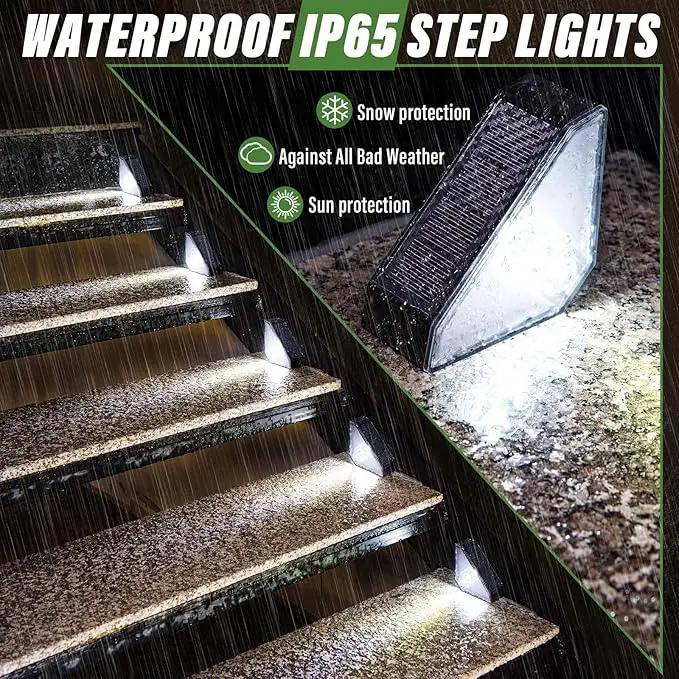 JSOT Solar Step Stair Lights Outdoor Yard Decor 10 Pack, IP65 Waterproof Deck Lighting for Outside Solar Powered, Solar Garden Light Decor for Fence, Backyard, Front Porch Step, Balcony, Wall, Patio by GreenHaven Gardens