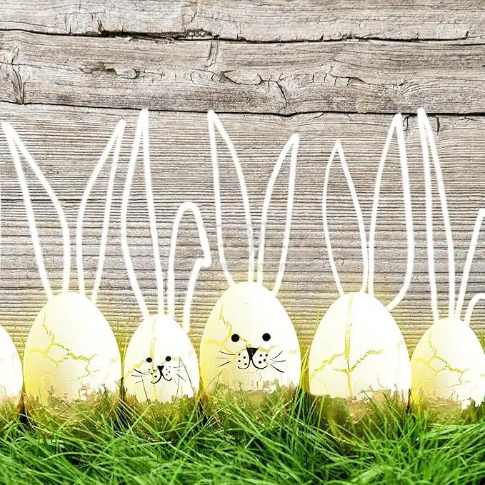 WBao Solar Easter Decorations Outdoor, 4 Packs Easter Egg Pathway Lights with Stainless Steel Stakes, 2 Modes, Waterproof, Growing Stem Easter Egg Lights for Garden Patio Yard Easter Décor, WarmWhite by GreenHaven Gardens