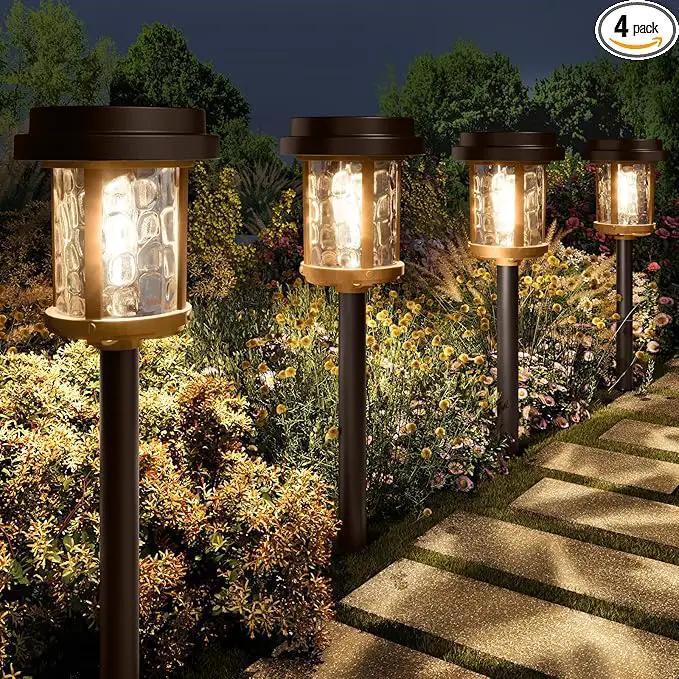 XMCOSY+ Solar Pathway Lights, Dual-Tone Solar Lights Outdoor Waterproof IP65, 20 LM LED Bright Glass Outside Light for Garden Path Yard Walkway Driveway (‎Black & Brown) by GreenHaven Gardens