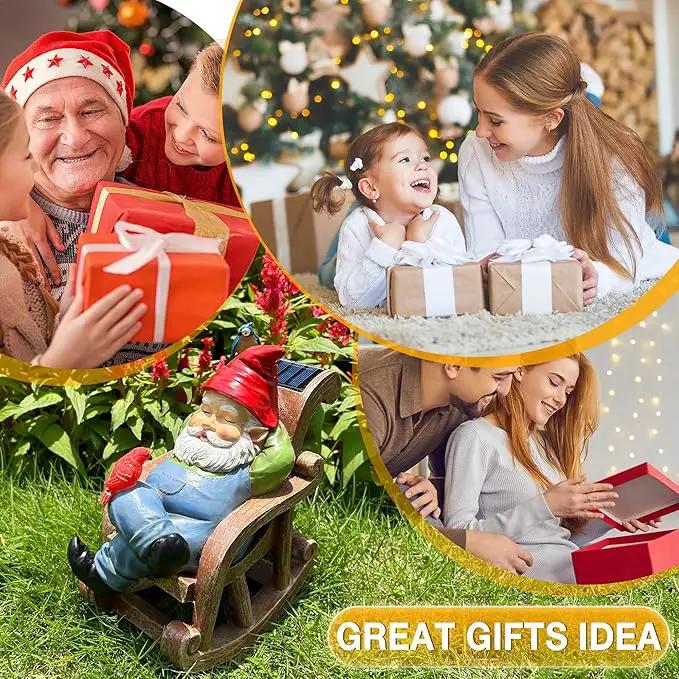 Garden Gnome Statue Outdoor Decor, Solar Patio Garden Gnomes, Garden Decor for Outside Yard Sculptures & Statues Resin Figurines Gift for Women, Mom, Grandma by GreenHaven Gardens