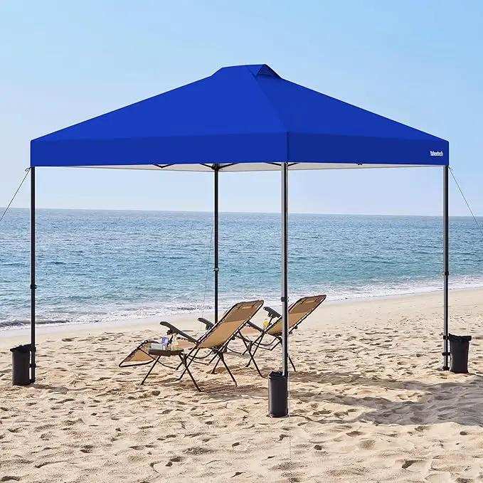 Yaheetech 10x10 Pop-up Canopy Tent w/ 2 Integrated Wheels for Mobility, Waterpoof & Heavy Duty, Instant Sun Shelter with Carry Bag, Weight Bags for Outdoor Camping Beach Patio Parties, Blue by GreenHaven Gardens