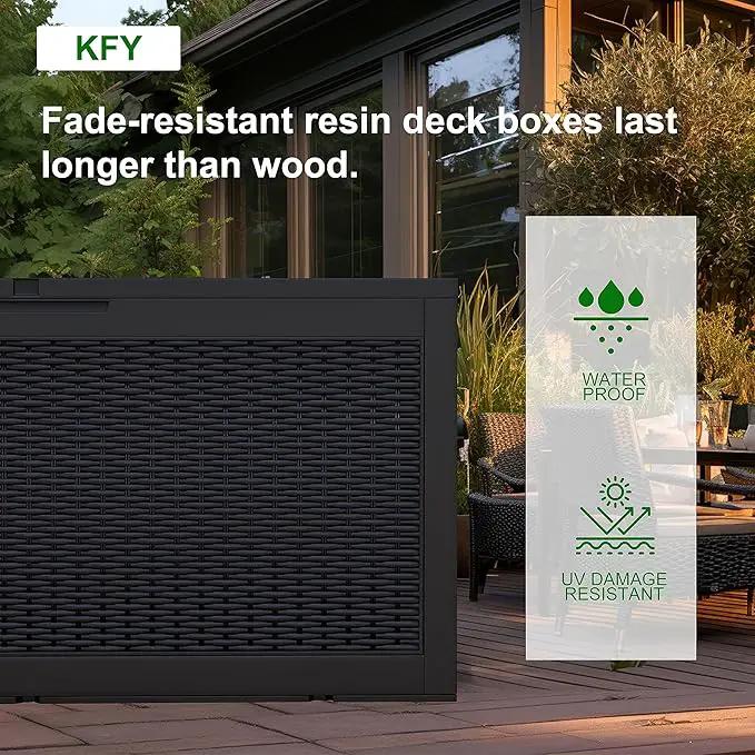 DRATO 260 Gallon Deck Box, Outdoor Large Waterproof Resin Storage Box with Lockable Lid for Patio Cushions, Gardening Tools, Sports Equipment, Black by GreenHaven Gardens
