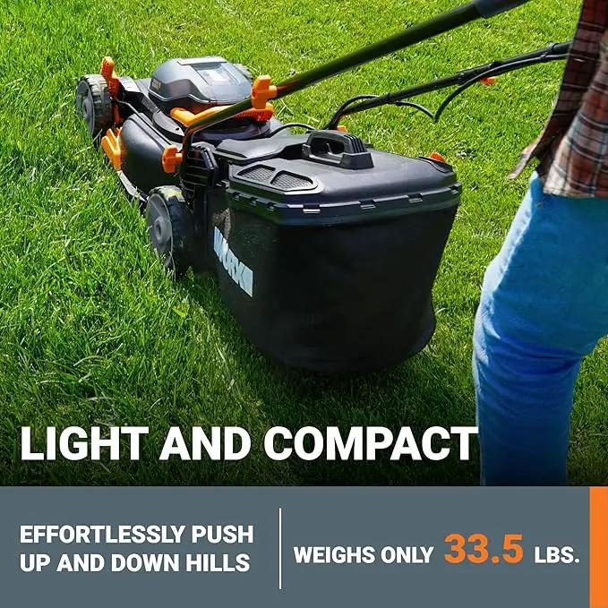 WORX 40V 17" Cordless Lawn Mower for Small Yards, 2-in-1 Electric Mower Cuts Quiet, Compact & Lightweight Push Lawn Mower with 7-Position Height Adjustment – 2 Batteries & Charger Included by GreenHaven Gardens