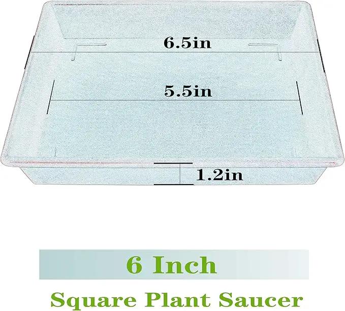 Square Plant Saucer 6 Inch 5 Pack6 8 12 14 16 18 20 Plastic Plant Saucers for Indoors Outdoors, Flower Pot No Holes Plant Drip Trays, Plant Trays for Pots Heavy Duty by GreenHaven Gardens