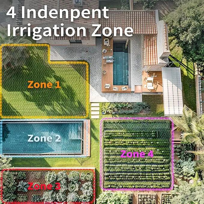 Diivoo WiFi Water Timer 4 Outlets, Smart Sprinkler/Hose/Tap Timer Compatible with Alexa & 24 Irrigation Plans & Rain Delay, Garden Watering Systems Controller with 2 Watering Modes for Lawn Yard by GreenHaven Gardens