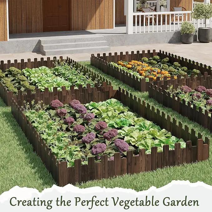 3Pack Wood Garden Edging Garden Fence Border No Dig Landscape Edging Lawn Border Decorative Flower Bed Border Courtyards Planting Tree Fence Patio Path Edging-9" H x 47.3" L (Total Length 11.8FT) by GreenHaven Gardens