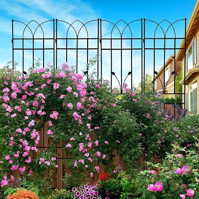 4 Pack Metal Garden Trellis 71" Black Fence Rustproof Garden Trellis for Climbing Plants Support Roses Flower Outdoor Lawn, Black by GreenHaven Gardens