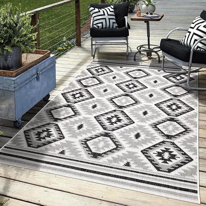 Keen Home Design Outdoor Runner Rug - 6x9 Washable Indoor/Outdoor Rug for Patio, Balcony, Kitchen, Garden, Beach, Deck and Porch. Size: 6'7" x 9'2" by GreenHaven Gardens