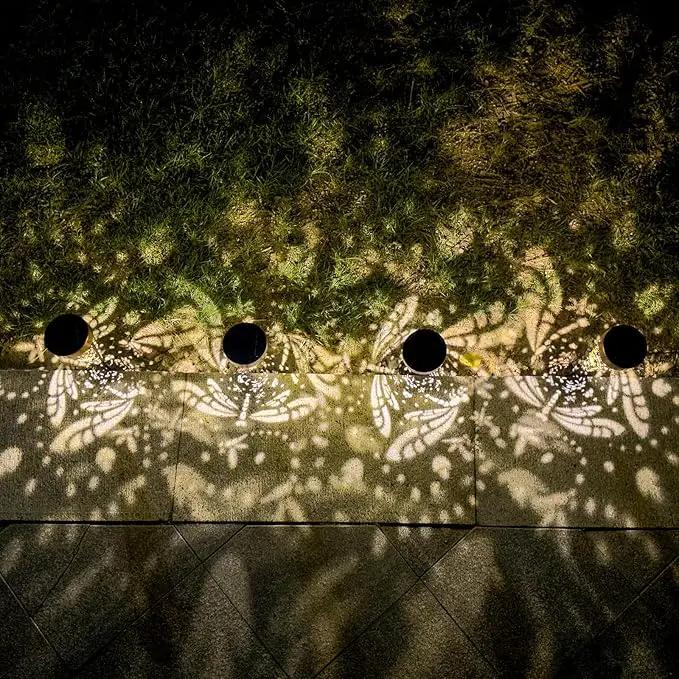 4-Pack Dragonfly Outdoor Decor Solar Pathway Lights, Metal Landscape Lighting for Outside Use: Patio, Yard, Lawn, Backyard, Walkway, Driveway – Gifts for Women, Mother, Grandmother by GreenHaven Gardens