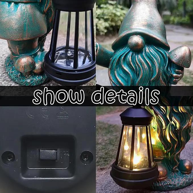 JOYBEE Garden Statues Gnomes with Solar Lantern Outdoor Decor-Gnomes Solar Figurines Lights Decorations for Patio Yard Lawn Ornaments-Gifts for Birthday Easter Housewarming by GreenHaven Gardens