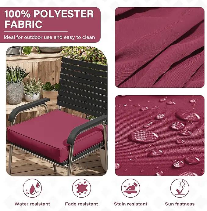 Patio Chair Cushions 18.5 X 16 X 4 Inch Waterproof Outdoor Seat Cushions for Patio Furniture, Outdoor Sofa Couch Pads with Ties & Handle, Set of 2, Fuchsiared by GreenHaven Gardens