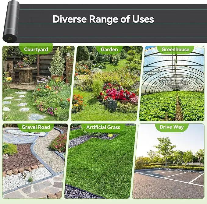 2.6ftx100ft Weed Barrier Landscape 3.2oz Fabric Heavy Duty, Woven Weed Control Cloth, Woven Geotextile Fabric for Underlayment, Gardening Ground, Commercial Driveway Weed Block Cover Mat by GreenHaven Gardens