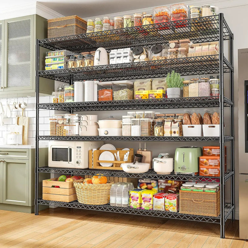 REIBII 83" H Storage Shelves 3840LBS Metal Shelving Unit 6 Tier Wire Shelving Commercial Adjustable Garage Shelving Heavy Duty for Storage Rack for Pantry, Garage, Kitchen, 83" H x 55.5" W x 18" D by GreenHaven Gardens