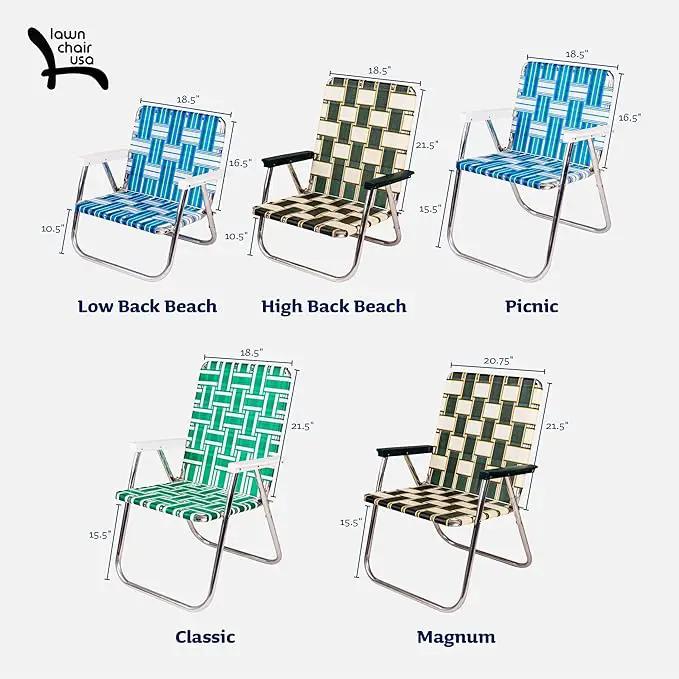 Lawn Chair USA Folding Aluminum Outdoor Patio Lawn Chair | Heavy-Duty Webbed Chairs for Camping, Sports, Beach, Yard & Tailgating | Lightweight Portable | Classic - Blue/Orange by GreenHaven Gardens