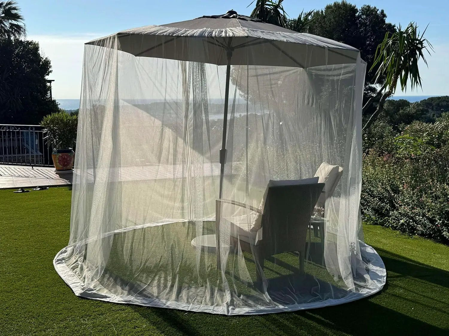 Mosquito Net for Umbrella 9.2 FT | Large Sizes & Fabric Designed for Outdoors | Insect House Screen Netting for Patio, Porch & Garden Terrace | Outside Canopy Bug & Fly Protection Enclosure by GreenHaven Gardens
