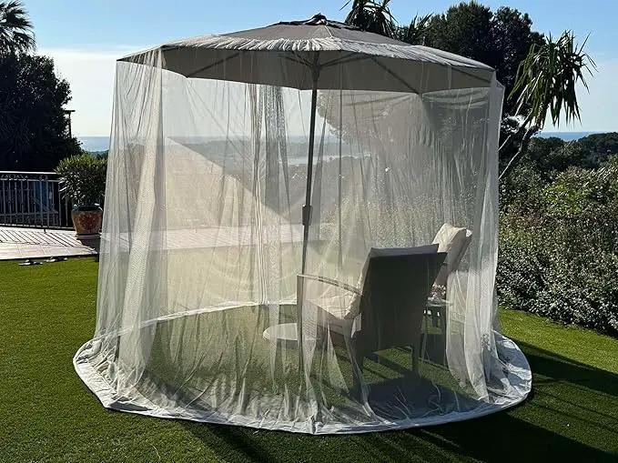 Mosquito Net for Umbrella 11 FT | Large Sizes & Fabric Designed for Outdoors | Insect House Screen Netting for Patio, Porch & Garden Terrace | Outside Canopy Bug & Fly Protection Enclosure by GreenHaven Gardens