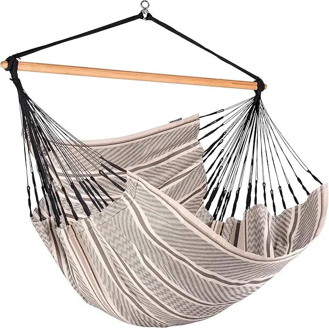 La Siesta® - XL King Habana Cotton Hanging Hammock Chair, Indoor Outdoor Hammock Swing Chair, Boho Hanging Chair Bedroom Patio, Max 355 Lbs, Zebra by GreenHaven Gardens