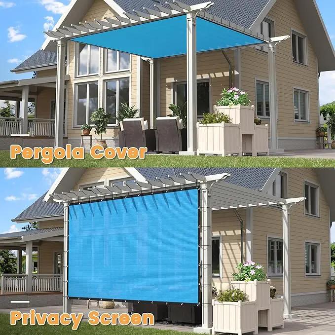 VICLLAX Shade Fabric Sun Shade Cloth with Every 2 FT Grommets for Patio Garden Pergola Cover Canopy 3x20 FT, Mixed Turquoise by GreenHaven Gardens
