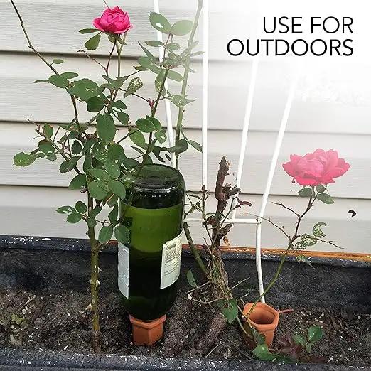 Plant Self-Watering Stakes for Indoor Outdoor Plants (4 Count) Terracotta Plant Watering Spikes for Recycled Wine Bottles to Water Plant at Home or on Vacation - Automatic Irrigation System for Plants by GreenHaven Gardens