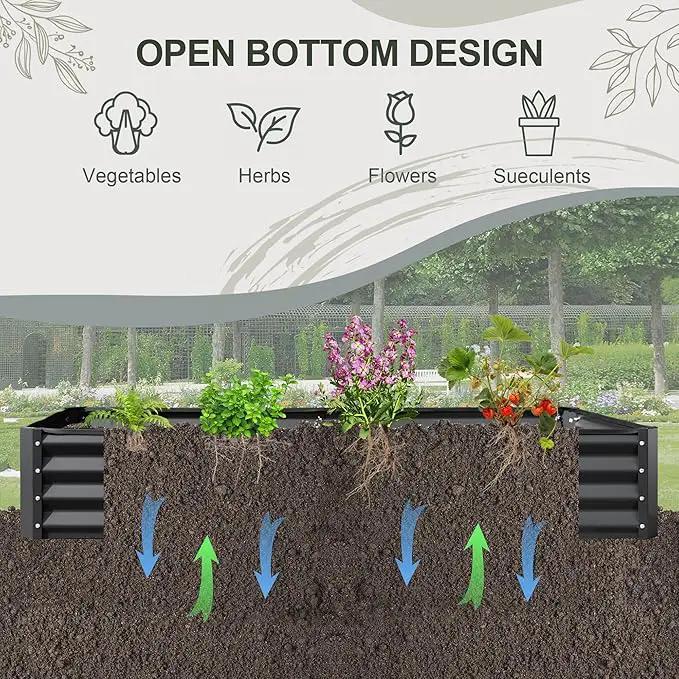 Domi Galvanized Raised Garden Bed, 6x3x1Ft Thickening Metal Planter Box for Vegetables Bottomless for Backyard Outdoor, 1" Deep w/ 128 Gallon Capacity - Dark Gray by GreenHaven Gardens