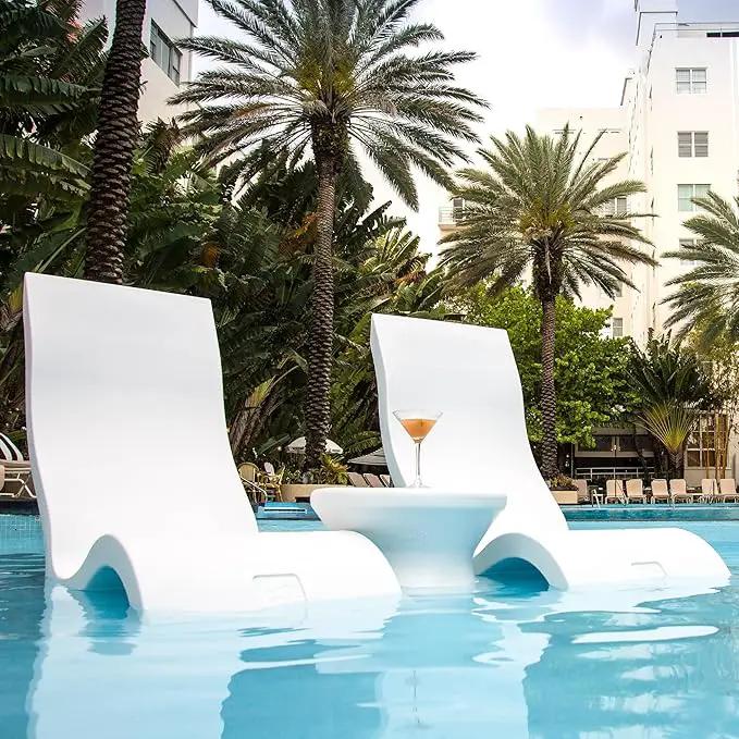 Ledge Lounger - Signature Chair - Inside Pool & Sun Shelf Lounge Chair - Designed for Shallow Shelves Up to 9” - Compatible with All Pool Types - Poolside & Sun Deck Tanning - Set of 2 - Granite Gray by GreenHaven Gardens