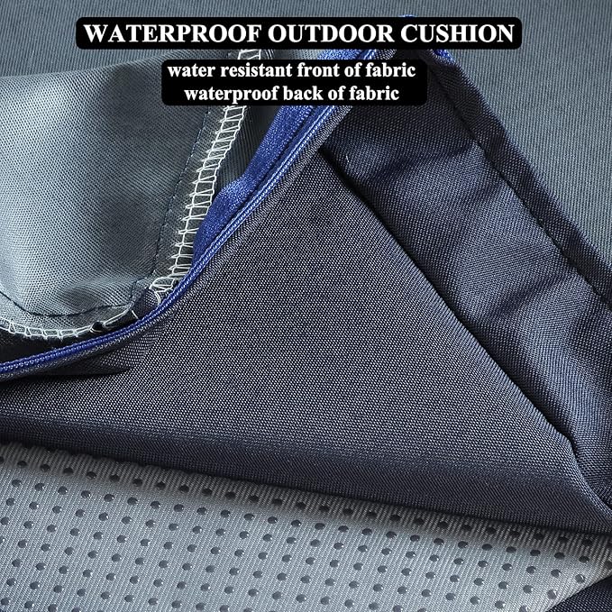 Patio Chair Cushions Set of 2 Non Slip Bottom Chair Pad with Ties Waterproof Square Outdoor Seat Cushion Replacement for Garden Swing Furniture 20x20 Inch, Navy Blue by GreenHaven Gardens