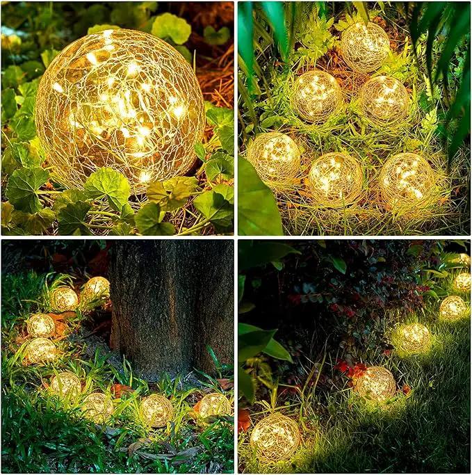 Honoson 4.7 Inch Solar Globe Lights Outdoor Waterproof, Solar Balls for Garden Cracked Glass Ball, Ground Landscape Garden Decor for Patio and Yard Lawn Backyard (4 Pieces) by GreenHaven Gardens