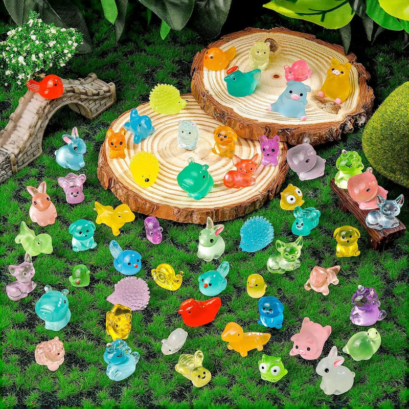 240 Pcs Luminous Mini Resin Animals 30 Styles Miniatures Animal Figurines Glow in the Dark Tiny Little Animals Figures to Hide for DIY Fairy Garden Micro Landscape Dollhouse Aquarium Party Decor by GreenHaven Gardens