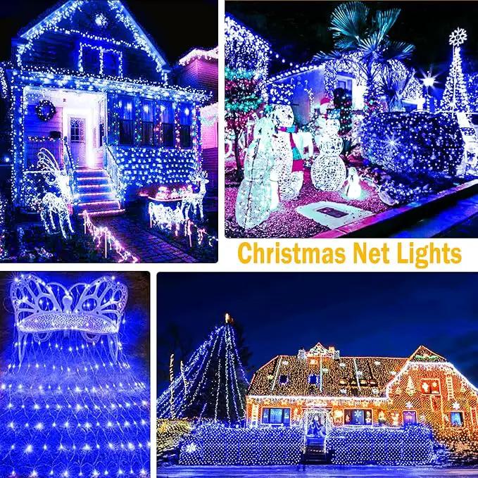 KNONEW Christmas Net Lights 360 LEDs 13ft x 9.8ft Outdoor Mesh Lights Connectable Waterproof 8 Modes & Timer Plug-in Net Fairy Lights for Bushes Garden Party Wedding Holiday,Blue by GreenHaven Gardens