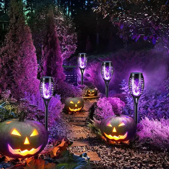 Toodour Solar Torch Flame Lights, 12 Pack Outdoor Flickering Flame Waterproof Pathway Lights Landscape Decoration for Garden, Lawn, Yard - Purple by GreenHaven Gardens