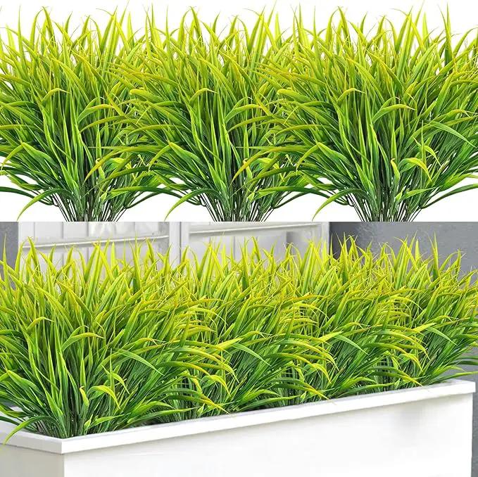 Ouddy Decor 16 Bundles Artificial Plants Outdoor Fake Grass Greenery Stems UV Resistant Faux Plastic Plants Shrubs for Spring Summer Home Garden Pathway Window Box Front Porch Decor, Yellow by GreenHaven Gardens