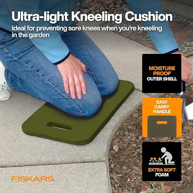 Fiskars Flower Gardening Tool Gift Set with Floral Pruner, Trowel, Cultivator, Garden Gloves, and Ultra-Light Kneeling Cushion for Outdoor Use (5 Piece Kit) by GreenHaven Gardens
