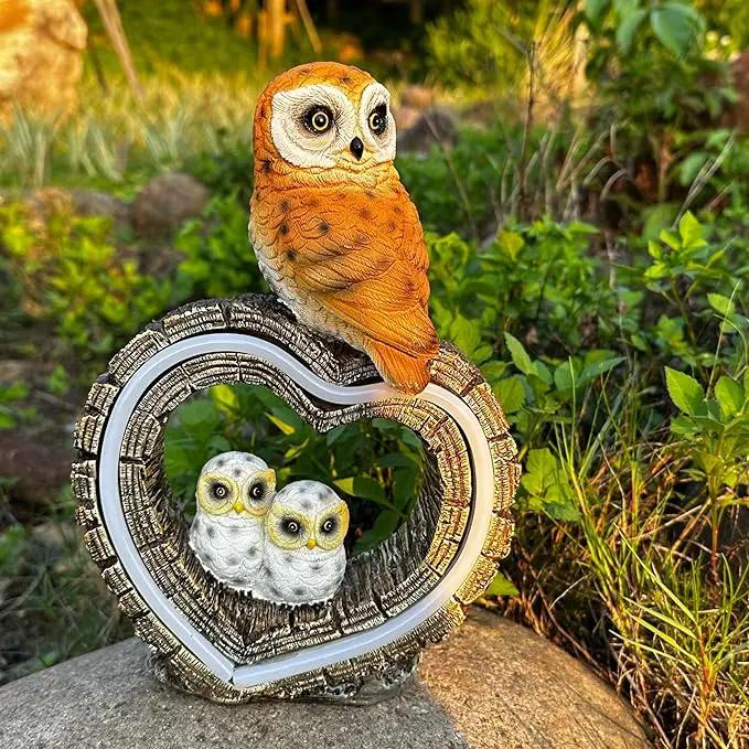 Solar Outdoor Garden Statue, Garden Decor Waterproof Solar Owl Lights for Outside Yards, Art Lawns,Christmas,Home Decor,Birthday Gifts for Women Mom(Love Owl) by GreenHaven Gardens