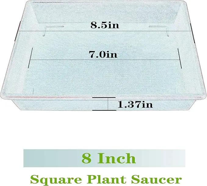 Square Plant Saucer 8 Inch 5 Pack, Plant Stand Plant Trays for Pots Heavy Duty Plastic Gray Plant Saucers for Indoors Outdoors, Flower Pot No Holes Plant Lover Gardening Gifts by GreenHaven Gardens