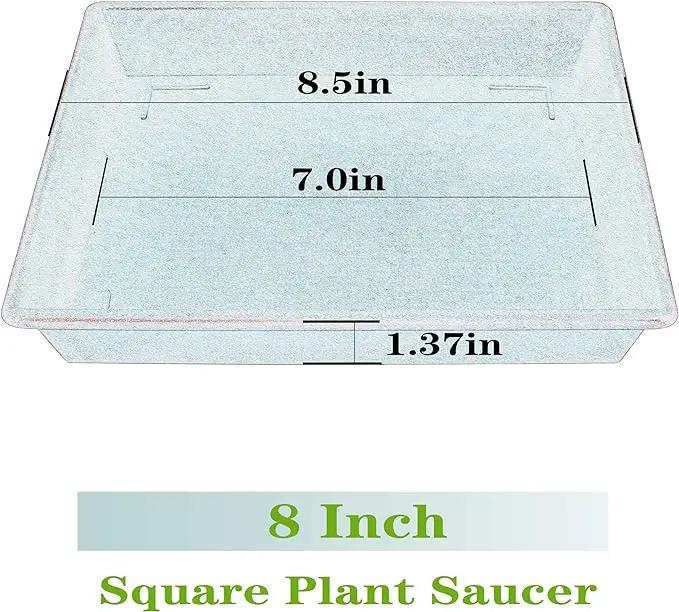 Square Plant Saucer 8 Inch 5 Pack, Plant Stand Plant Trays for Pots Heavy Duty Plastic Plant Saucers for Indoors Outdoors, Flower Pot No Holes Plant Lover Gardening Gifts by GreenHaven Gardens