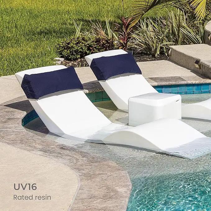 Aqua Outdoors in-Pool Side Table Large for 10-14 in. of Water (White Granite) by GreenHaven Gardens