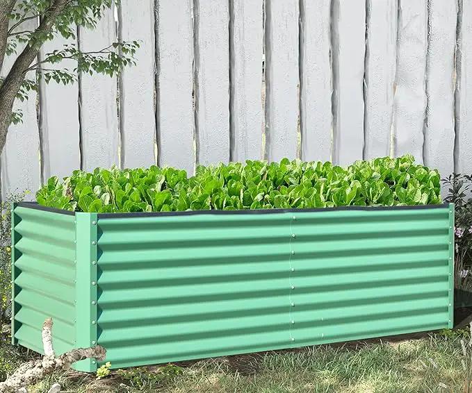 Domi Galvanized Raised Garden Bed, Outdoor Planter Garden Boxes Large Metal Planter Box for Gardening Vegetables Fruits Flowers, Green (6x3x2ft) by GreenHaven Gardens