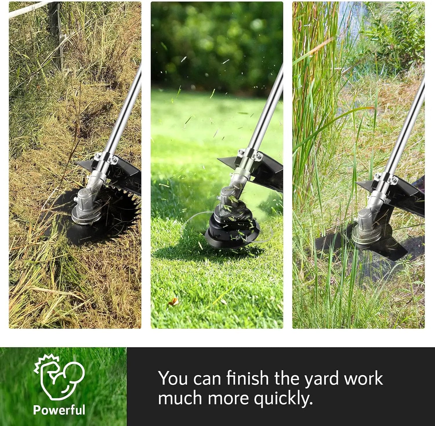 58CC Weed Wacker Brush Cutter, Gas Powered String Trimmer 4-in-1 Gas Weed Eater with 4 Detachable Heads Straight Shaft 2-Cycle for Weed, Brush(Orange) by GreenHaven Gardens