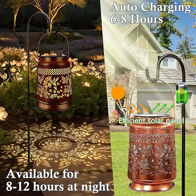 KY&BOSAM Solar Lanterns Outdoor Waterproof Hummingbird & Butterfly Lantern Garden Decor Birthday Gifts for Women Mom Metal Solar Lights Outdoor Lantern Hanging Outside for Yard Backyard Pathway Patio by GreenHaven Gardens